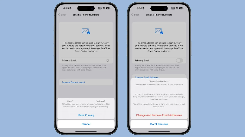 巫溪苹果手机维修分享苹果 iOS 18.1 支持设置“主要”邮箱地址并更改 iCloud 邮箱 