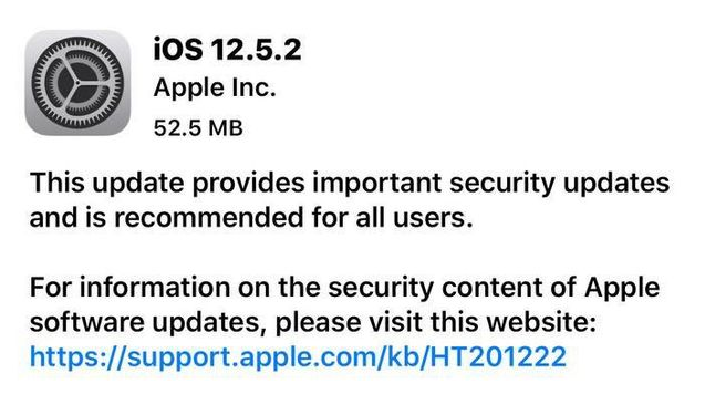 巫溪苹果手机维修分享iOS12.5.2发布，建议所有老苹果用户安装 